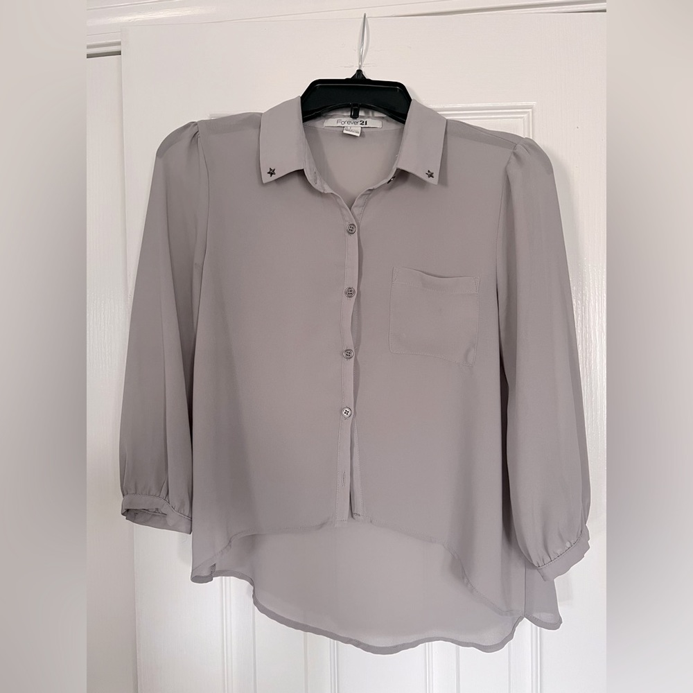 Gray Button-down Top